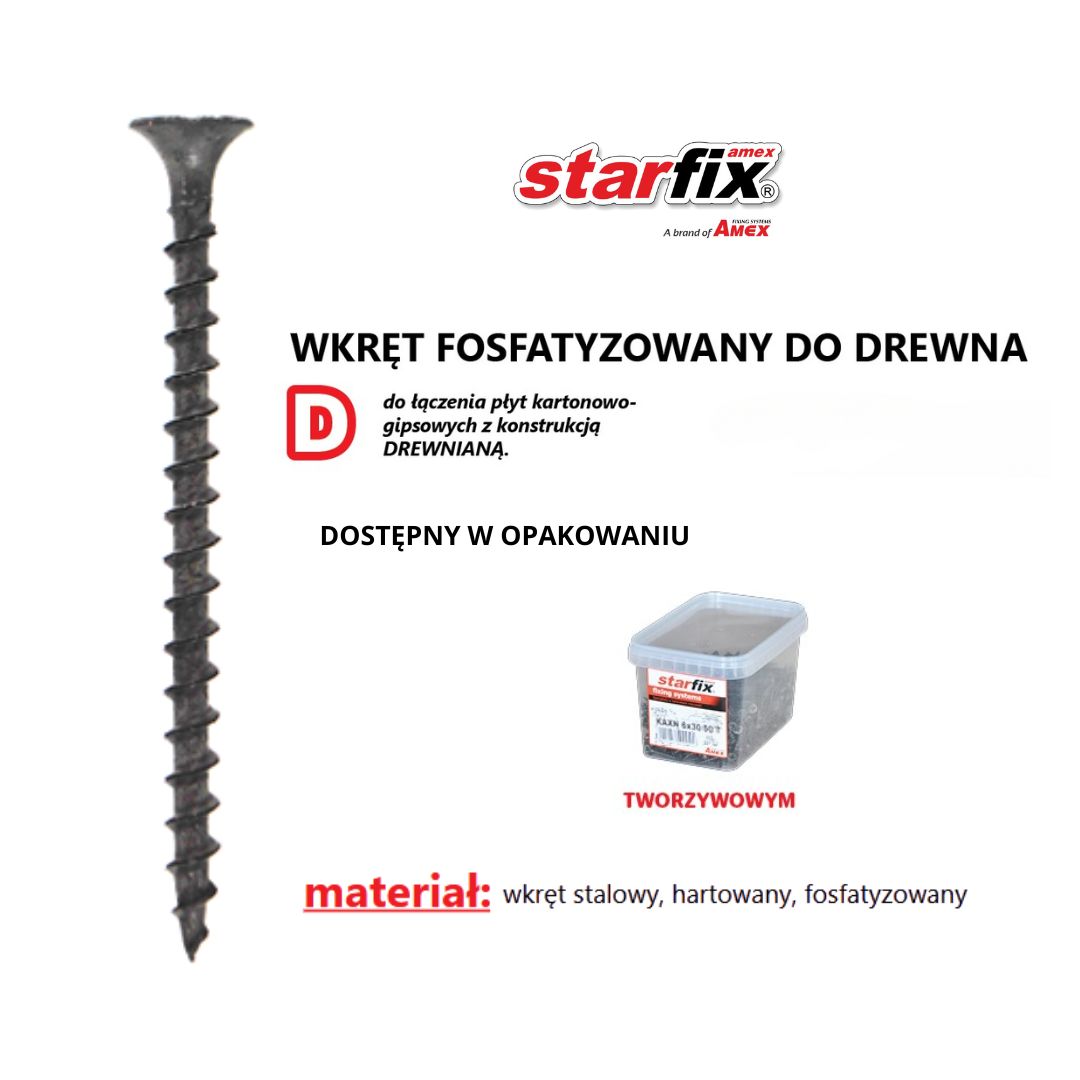 Wkręt fosfatyzowany do drewna Starfix D